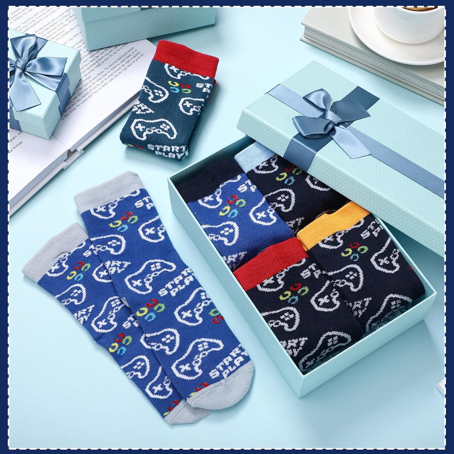 Cutecrop 6 Pairs Fun Glowing in The Dark Crew Socks Stocking Stuffers Luminous Funny Novelty Sock for Men Women Birthday Gift