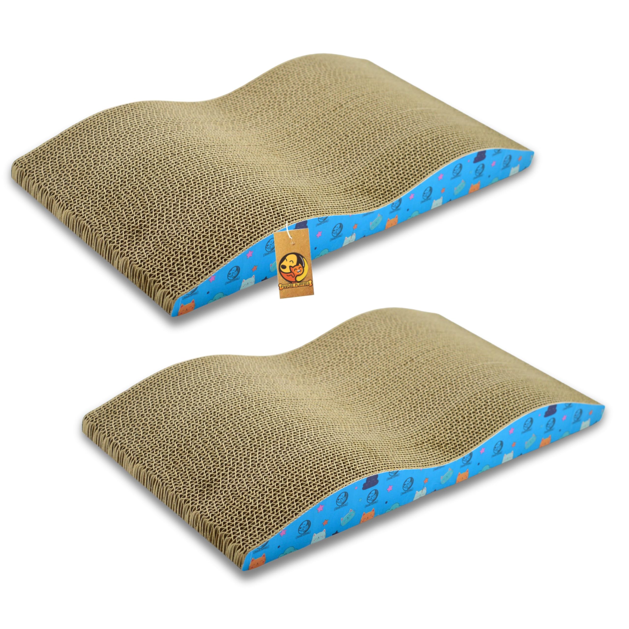 Foodie Puppies Cat Scratching Pad with Catnip, Corrugated Cat Scratcher Cardboard for Indoor Cats, Kitten for Furniture Protection, Durable Texture Design (Bumpy Road, Pack of 2) (B0C7N1SP1V) Amazon Price History, Amazon Price Tracker