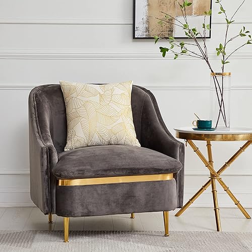 Miniatura 7 de GIGIZAZA 2 fundas de almohada de terciopelo azul, 12 x 20 pulgadas (30.48 x 50.8 cm), fundas de almohada con hojas doradas decorativas