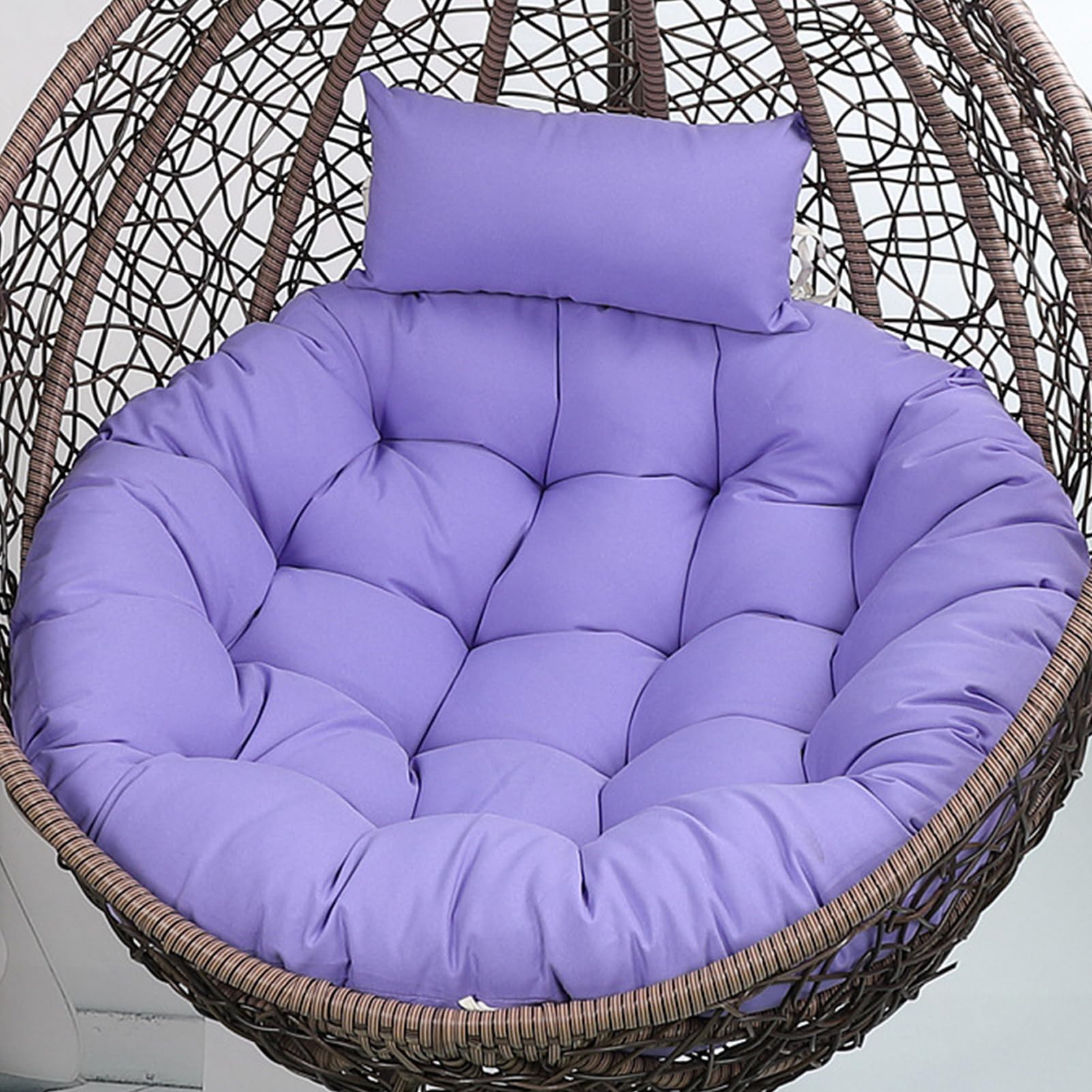 Swing Chair Cushion Soft Thick Egg Chairs Cushion, Includes Head Pillow Breathable Hammock Chairs Hanging Baskets Machine Washable Perfect for Relaxing in Garden Patio or Living Room,NO03,110cm