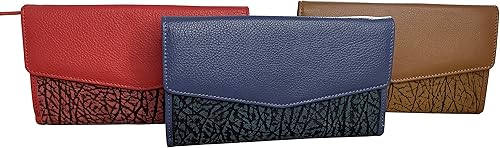 Miniatura 6 de Baroncelli Carteras de cuero para mujer, gran capacidad, diseño de elefante, color arena, cartera de cuero genuino compacta con bolsillo