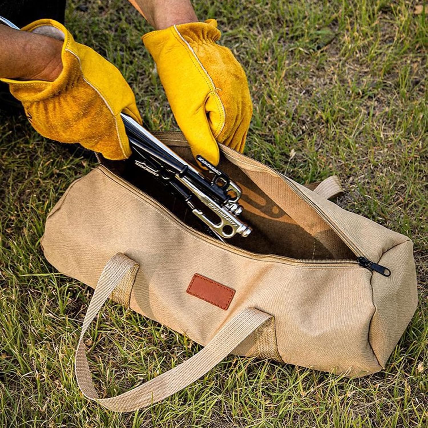 Tool Storage Bag for Camping, BBQ & EDC, Multi-Purpose Gear Organizer Pouch with Zipper, for Tent Stakes, Grill Tools, Car Accessories