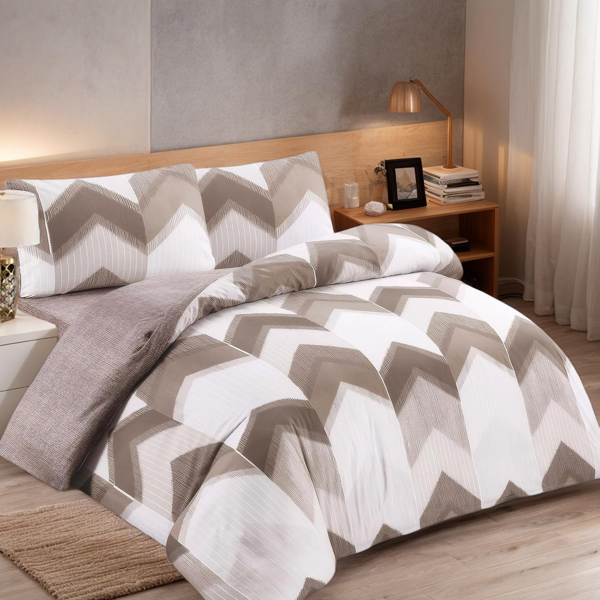 BESCH Juego de Funda Nórdica para Cama 150 de Microfibra Ultra Suave, Cálido y Transpirable - Funda para Edredón 220x240cm, Bajera 150x200+30cm y 2 Fundas Almohada 50x90cm (Montaña)