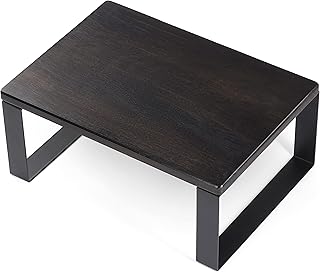 Wooden Step Stool - Heavy Duty One Step Stool - Holds up to 400Lb with Steel Frame for Kitchen/Bathroom/Bedside Step Stool