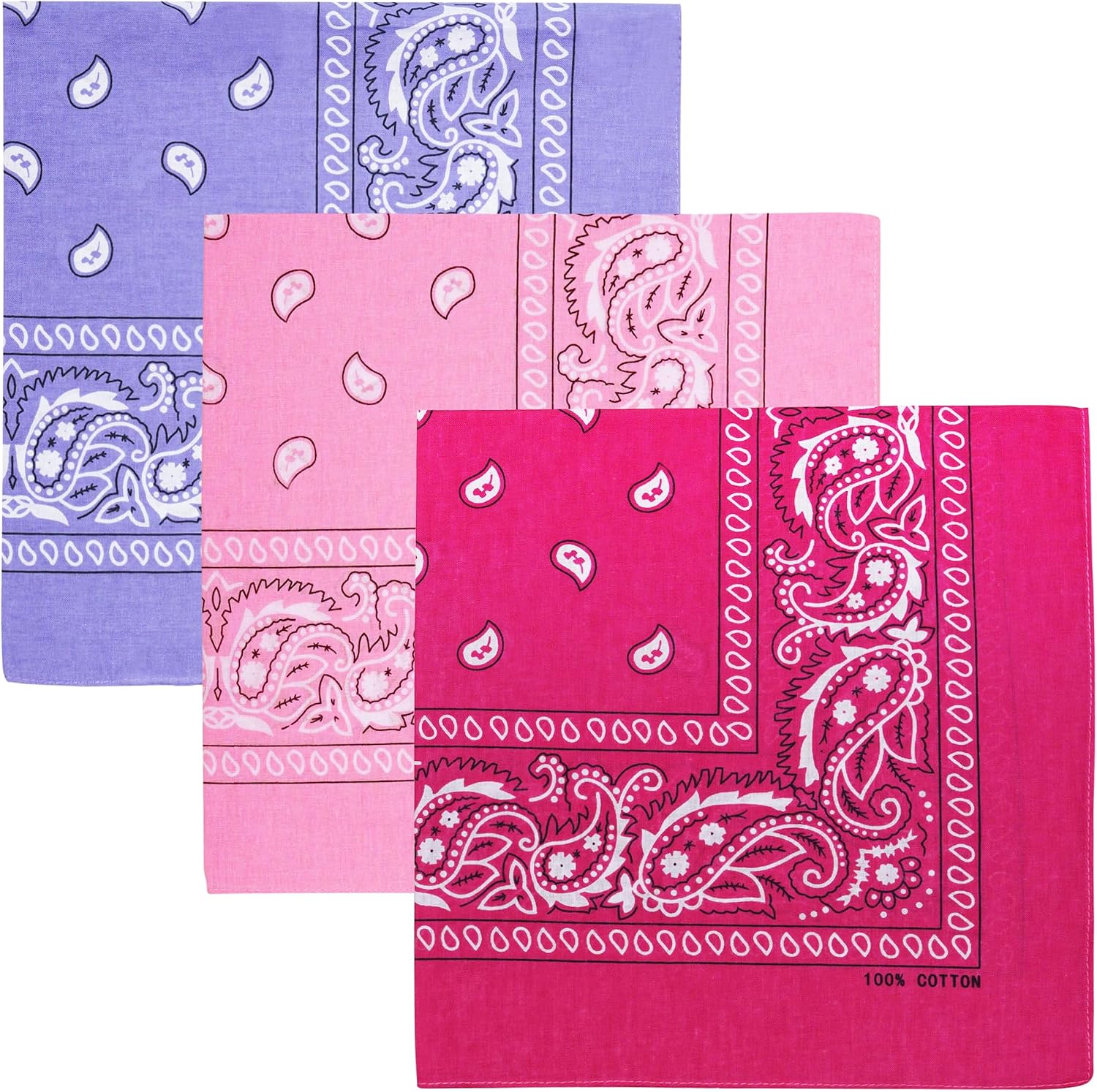 Raylarnia 100% Cotton Large Bandanas for Men and Women, 22 Inch Paisley Bandana with Multiple Colors