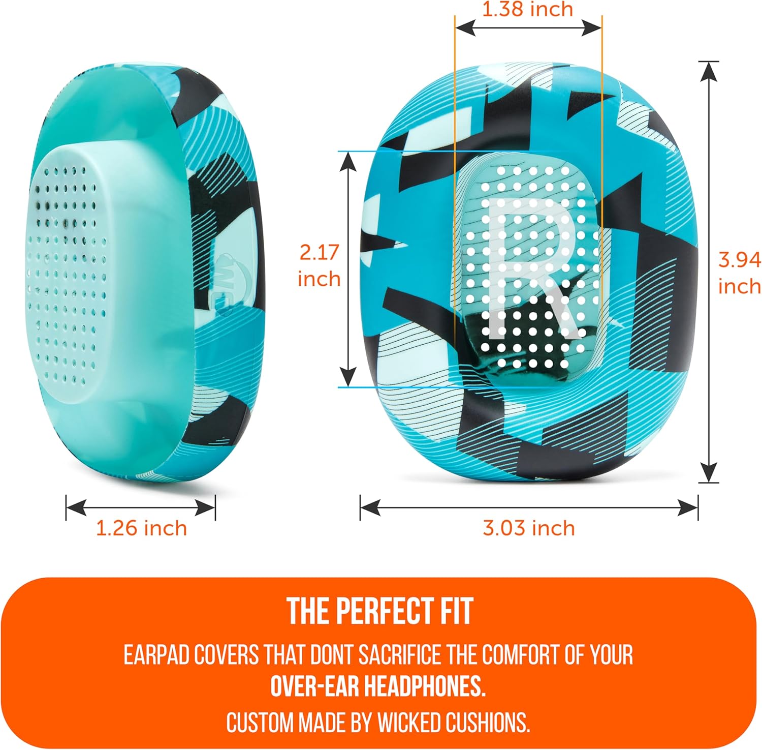 WC SweatZ Max - Patented Protective Earpad Covers for Airpods Max Made by Wicked Cushions | Sweatproof & Easily Washable | Full Earpad Sweat Protection | Cyan Prism - Image 7