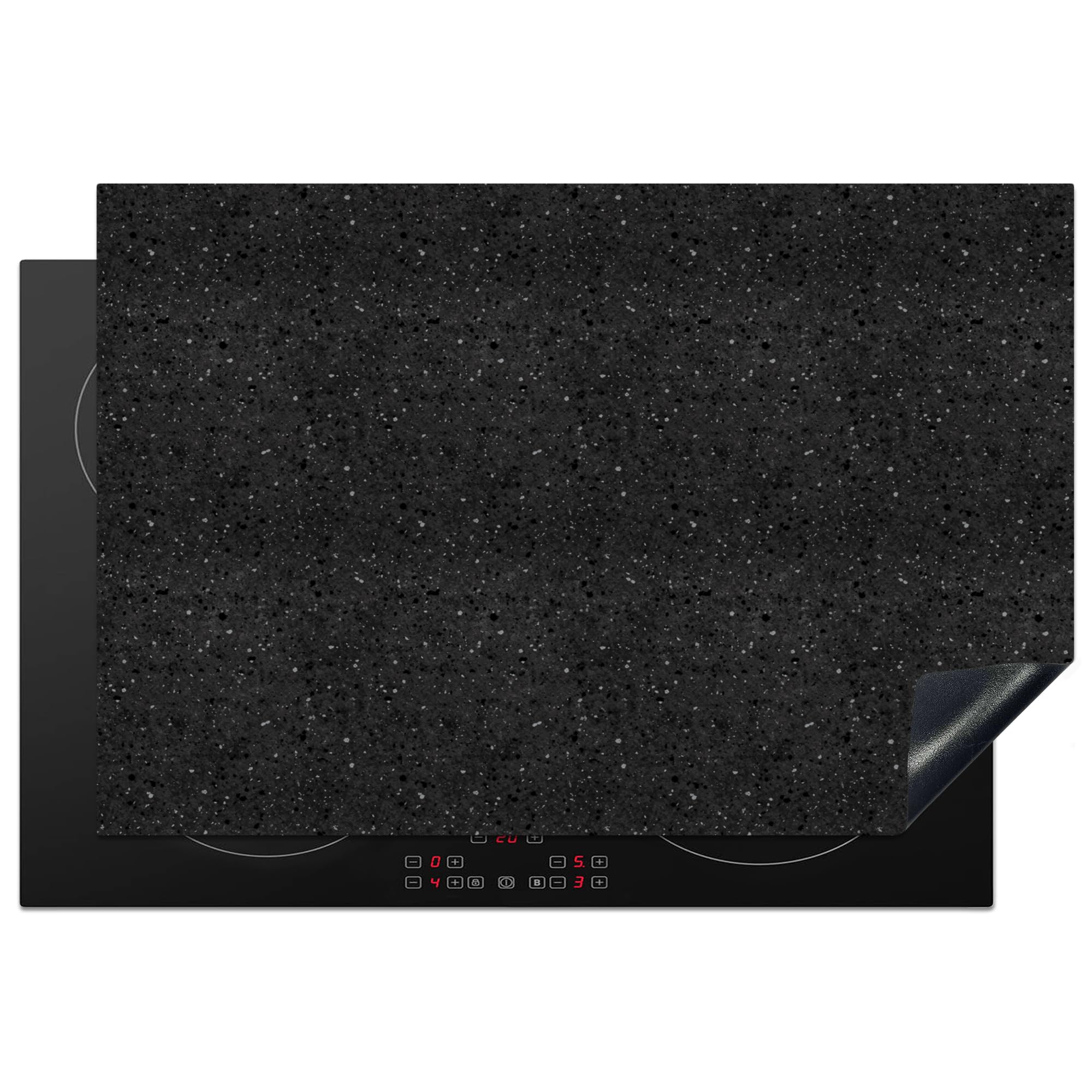 KitchenYeah© Induction Hob Cover Protector Mat 20.1"x30.3" / 77x51 cm Kitchen Universal Ceramic Covers for Electric Cookers Vinyl Granite - Black - Grey