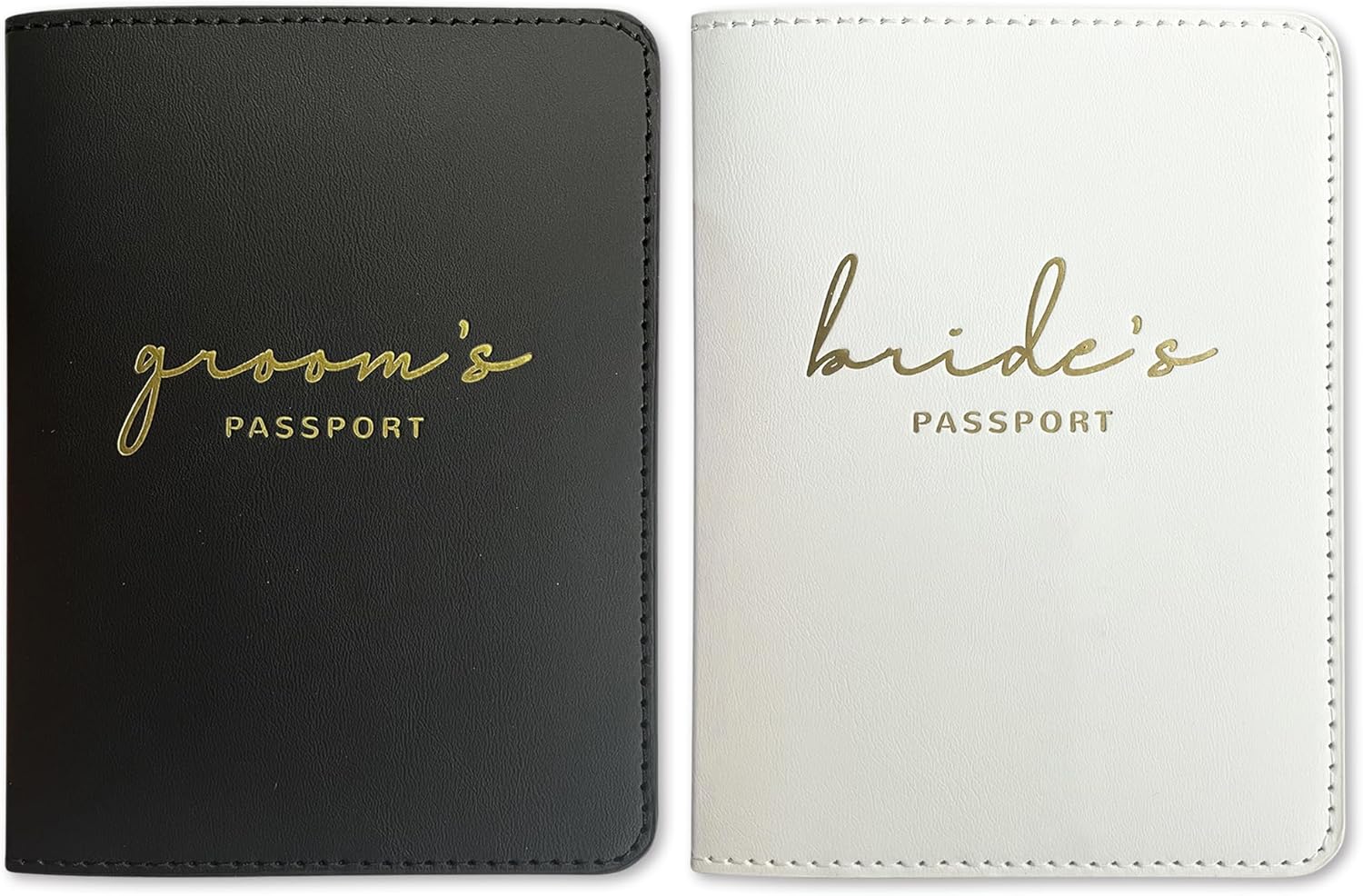 HubbyWifeyGifts Bride and Groom Passport Covers, Matching Passport Holder for Couples, Honeymoon Essentials for Travel, Engagement Gifts for Couples