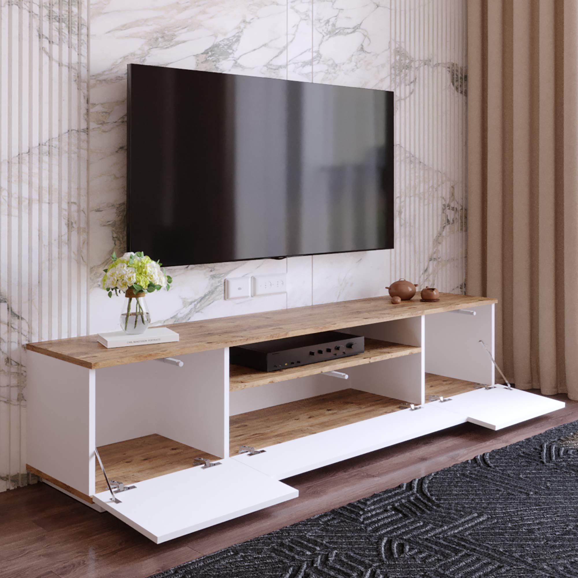 TV-Tisch Für Fernseher Bis 55 Zoll, TV-Regal, Fern Produktbild-Vorschau 9