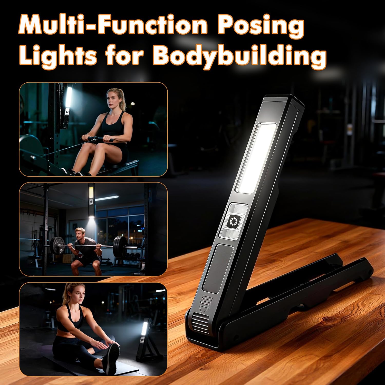 Gym Lamp for Posing, Rechargeable Home Gym Lighting, Magnetic Led Work Light with 180° Rotate Foldable, Mini Camping Lights Samll Lamps with Hang Hook for Bodybuilding - Image 2