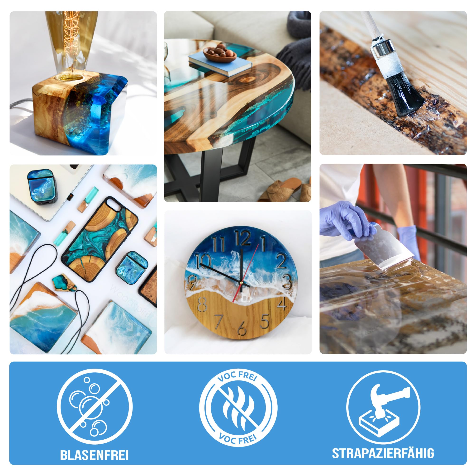 EPODEX Epoxidharz Set der ECO Serie für Gießhöhen bis 10cm - 7,5kg | Harz Gießen Set, Beschichtungen, Kunst, Vergüsse, River-Tische, Lampen, Schmuck, klares Epoxy Resin Set
