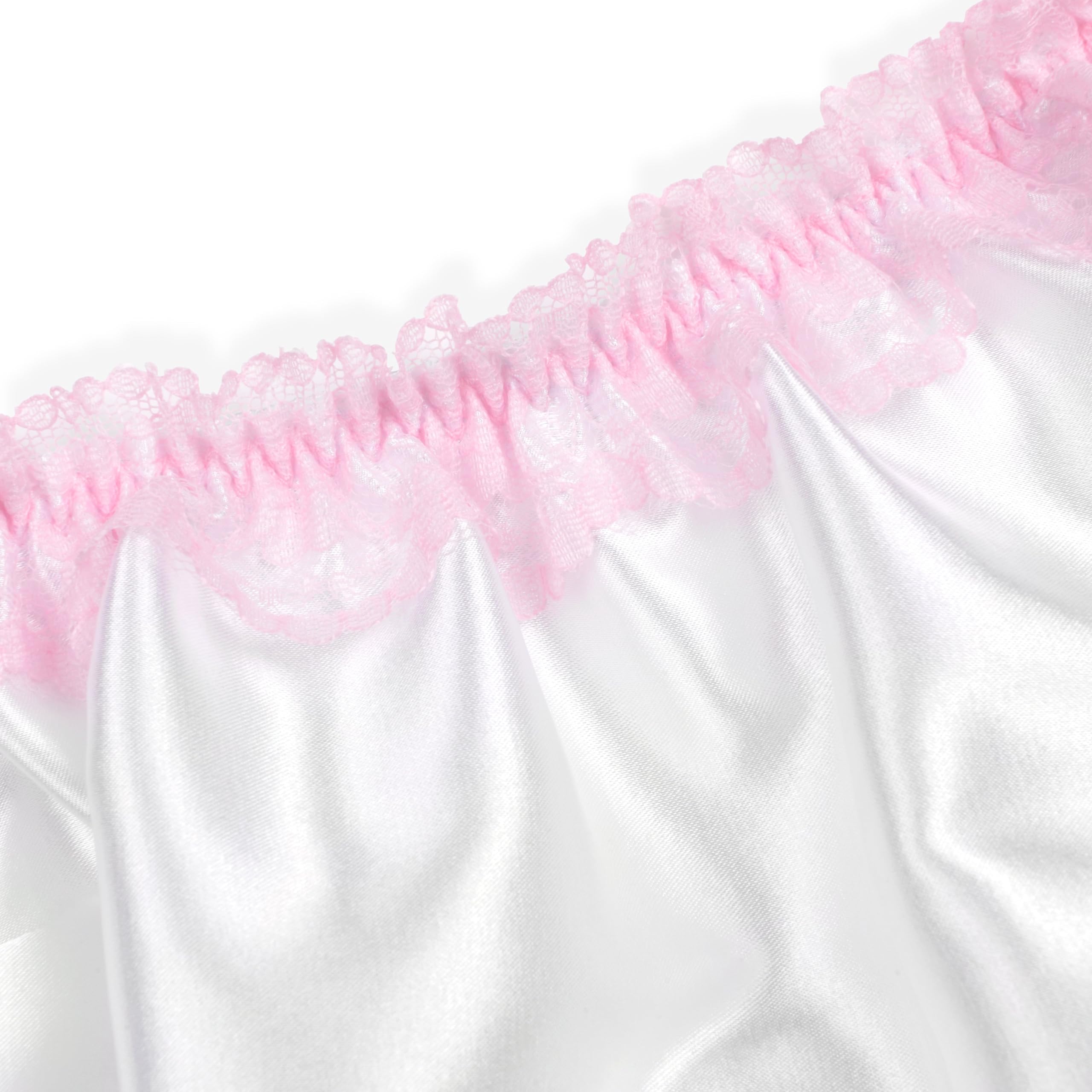 Satini Nuisette Satin Dentelle Volants Fleurs Sissy | Bande Élastique Poitrine, Fines Bretelles, Roses Décoratives, Tenue de Nuit, Travestissement, Tailles S-XXL