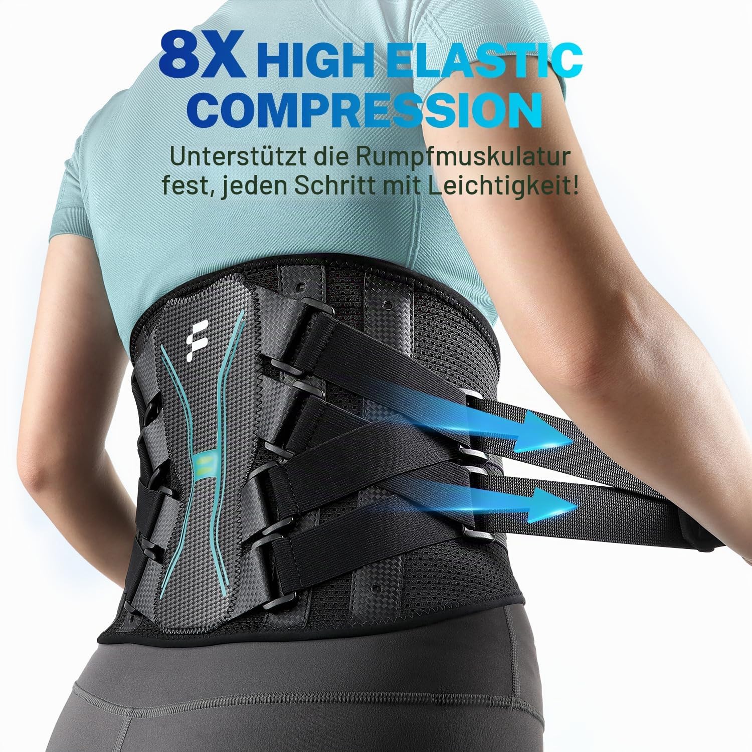 Fitomo Rückenstützgürtel, Rückenbandage mit 3D Lendenpolster aus Carbonfaser, Lendenwirbelstütze für unteren Rücken, Atmungsaktive Rückengurt für Arbeit & Sports, XL