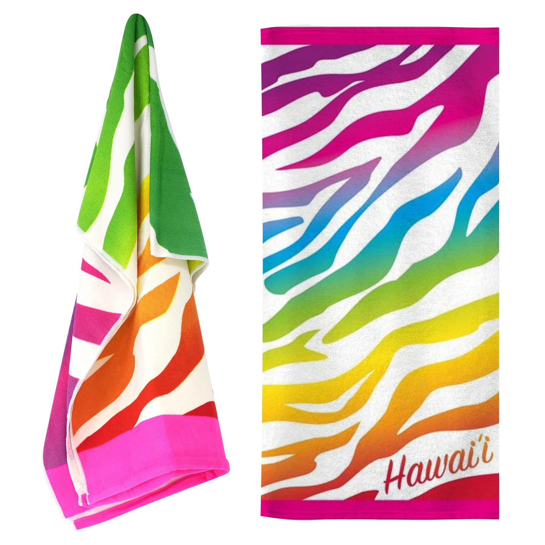 Geezy Hawaii Microfibre Beach Towel, An Design - Quick Drying, Lightweight, Sand-Free, Large & Durable, Summer Design - Beach Essentials For Travel, Holiday, Swimming, Sauna, Adults & Kids, 70X140cm