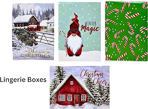 Miniatura 4 de Cajas de regalo de Navidad, 12 cajas de regalo navideñas con diseños tradicionales y caprichosos, paquete de caja gruesa resistente