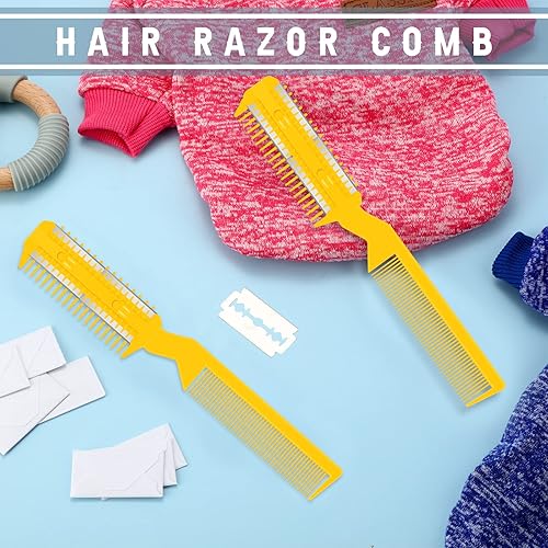 Miniatura 7 de Yinkin 5 piezas de peine de afeitar para perros, recortadora de pelo para mascotas, peine de afeitar con 25 cuchillas adicionales, recortadora