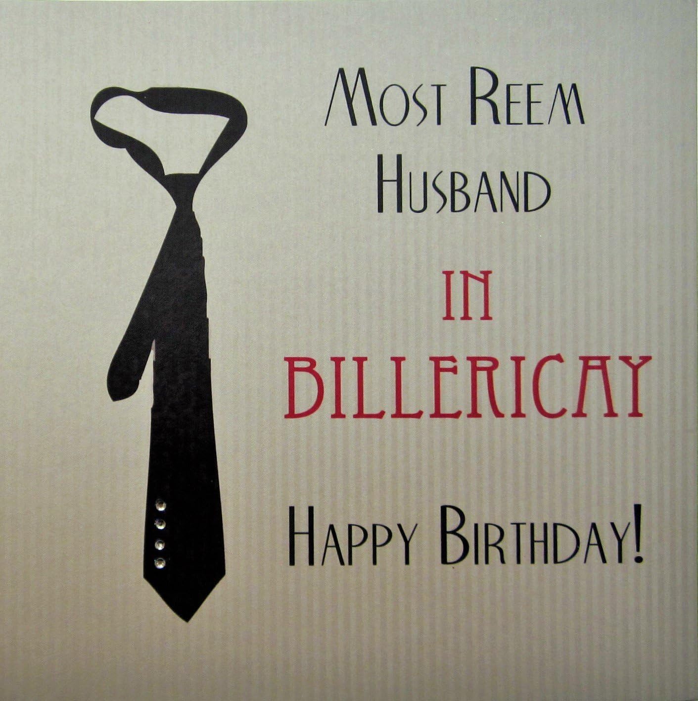 WHITE COTTON CARDS Most Reem Husband in Billericay Handmade Birthday Card with Black Tie