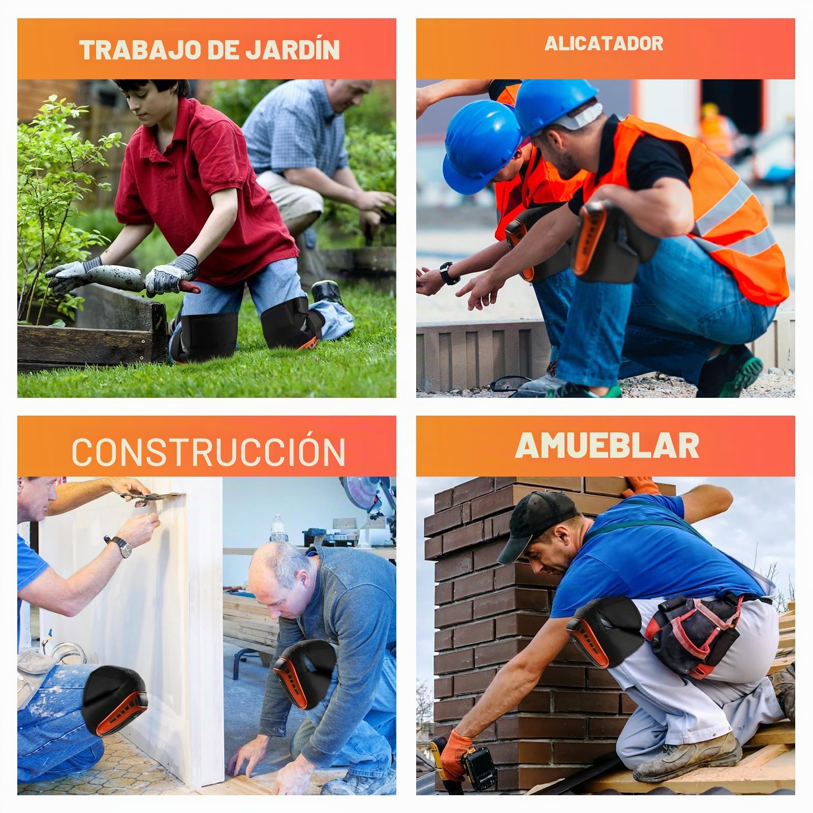 Rodilleras Profesionales con Correas Antideslizantes - Almohadilla de Gel para Jardinería, Bricolaje y Suelos