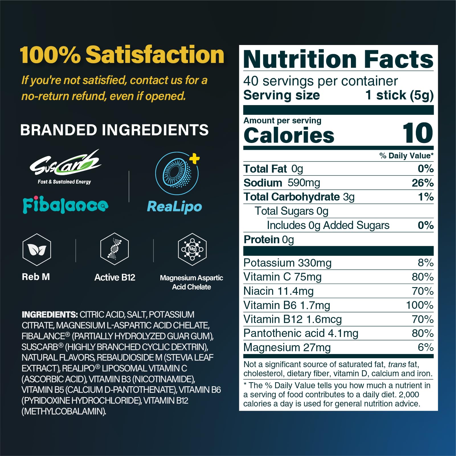 40 Sticks Salty Fruit Sugar Free Electrolyte Hydration Packets High Sodium — Amazon image 6