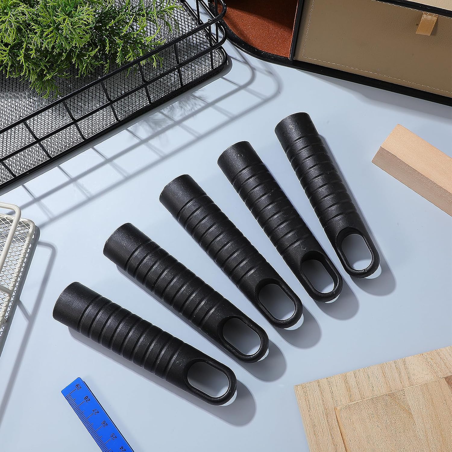 NOLITOY 5pcs Plastic Mop Handle Attachment and Broom Handle Grip Set for 25mm Diameter Rods Floor Cleaning Accessory Kit for Household and Commercial Use