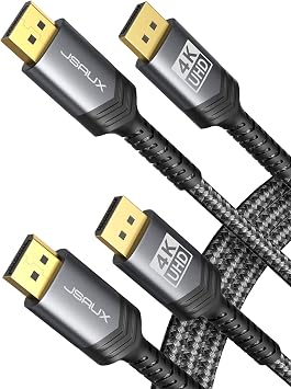 JSAUX DisplayPort Cable 2 Pack 6FT, 4K@60Hz DP 1.2 for Gaming Monitor, Grey