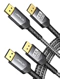 JSAUX DisplayPort Cable 2 Pack 10ft, 4K DP 1.2 Cable | 4K@60Hz, 2K@165Hz, 2K@144Hz | HDR, 21.6Gbps, FreeSync, G-Sync Display Port Cord for Gaming Monitor Graphics 3090 PC -Grey