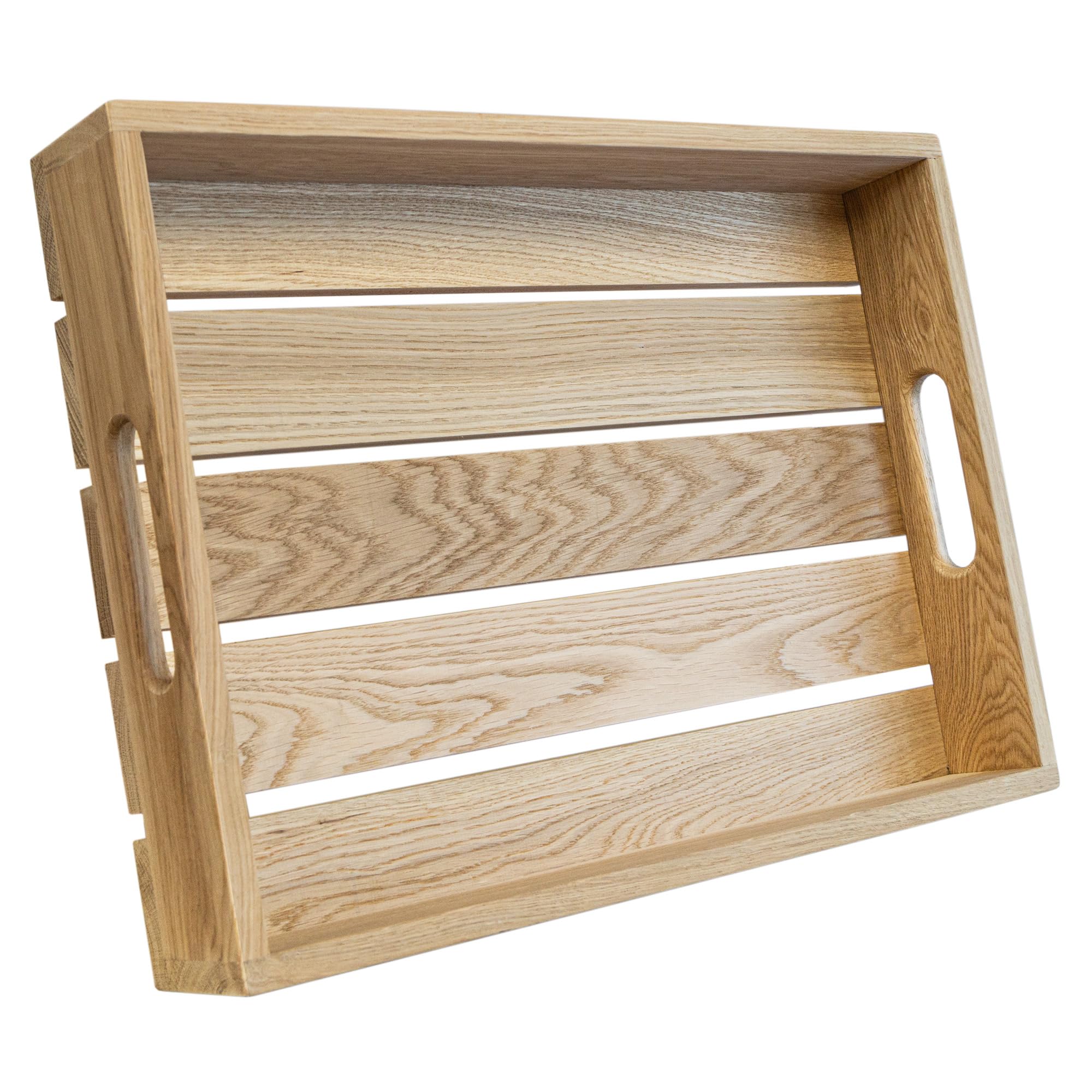 Eichentablett aus Massivholz – Serviertablett aus Eiche mit hohem Rand – Wahlweise 55 x 40 x 8 cm oder 50 x 35 x 8 cm – Holztablett für Frühstück, Küche und Dekoration (55x40x8cm)