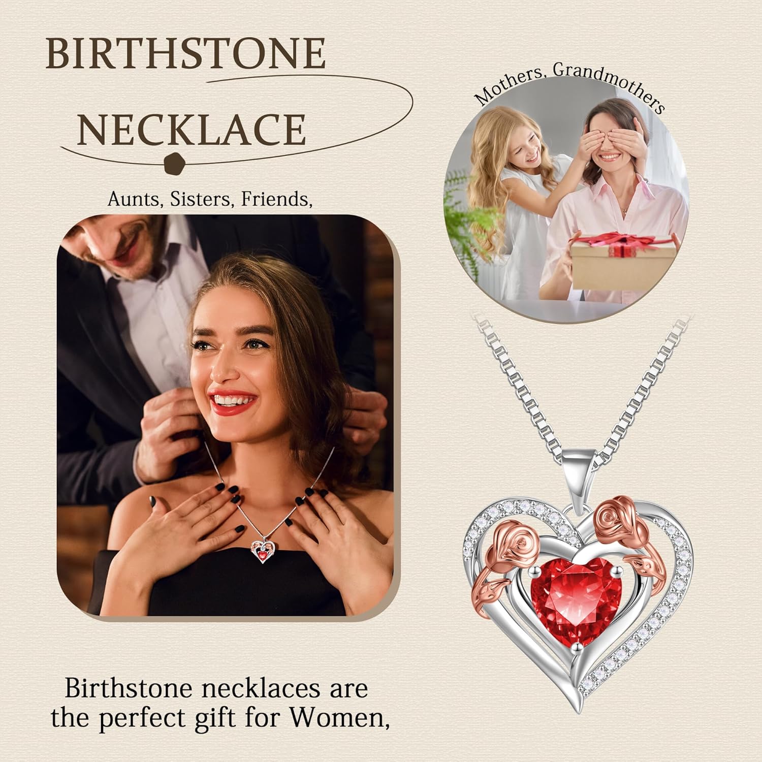 JKK Valentines Day Gifts for Her - S925 Sterling Silver 12 Month Birthstone Necklaces Mothers Day Birthday Christmas Gifts for Women Wife Mom - Image 5