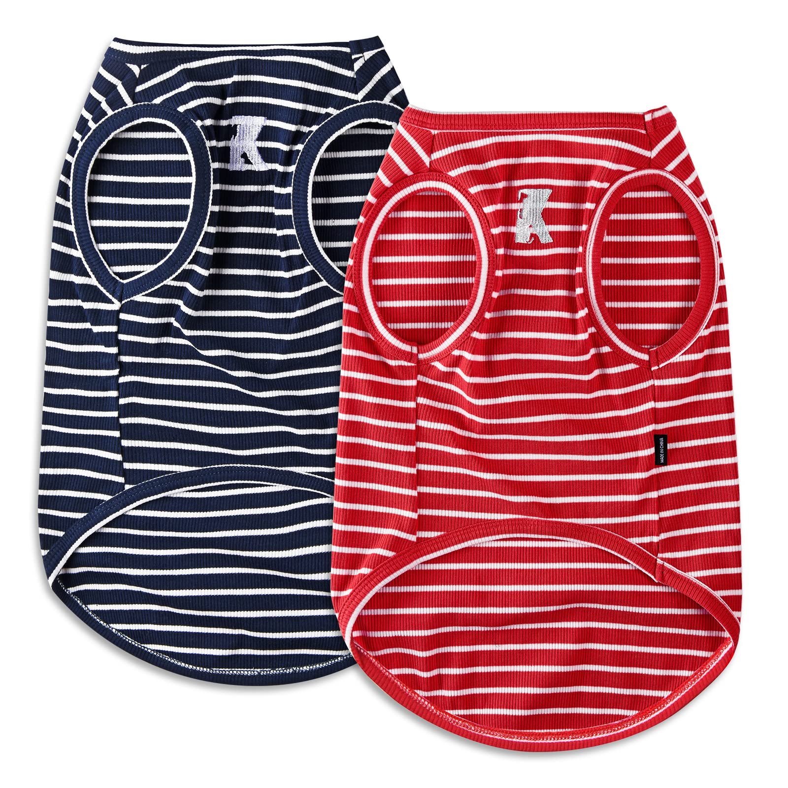 Koneseve Dog Shirt Vest Lightweight Stretchy Dog T-Shirts Soft Cool Sleeveless Stripe Vests Breathable Clothes for Puppy Kitty Cats Small Medium Large