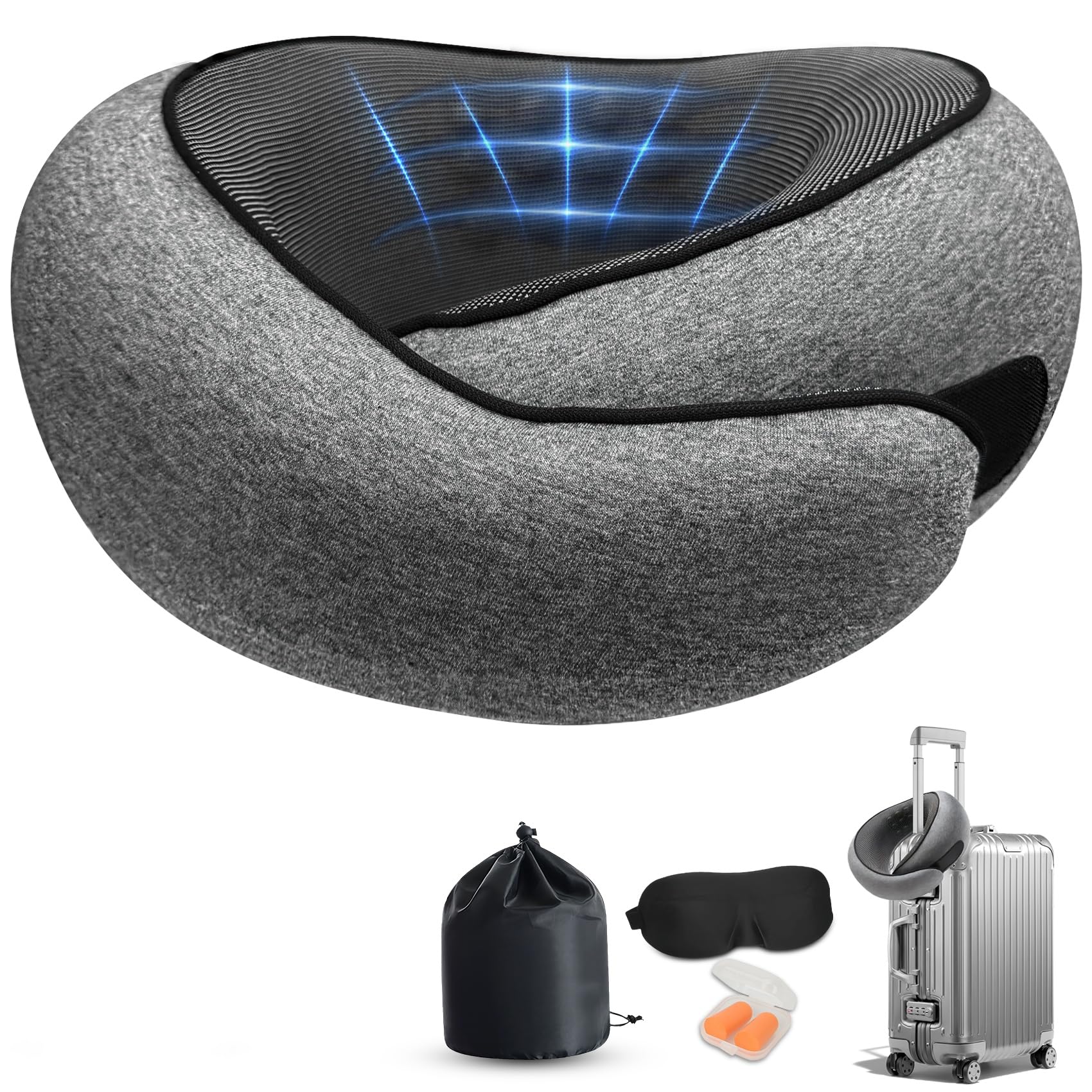 JJSHUANL Travel Pillows for Airplanes,360° Support Stowable Travel Pillow, Neck Pillow Airplane with Memory Foam Portable Travel Neck Pillow for