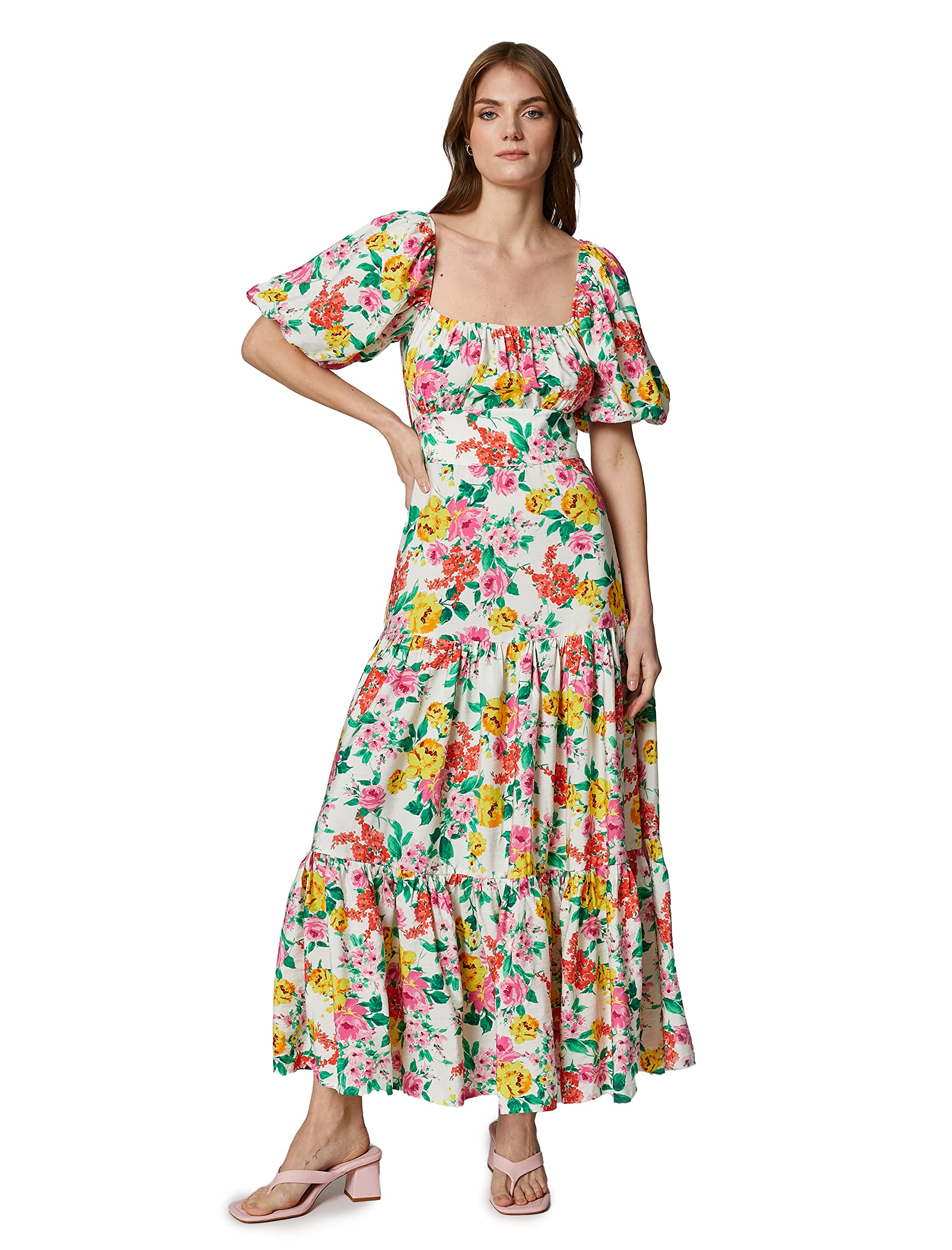 Koton Lunghe con Scollo A Sbuffo A Maniche Corte Dress Donna