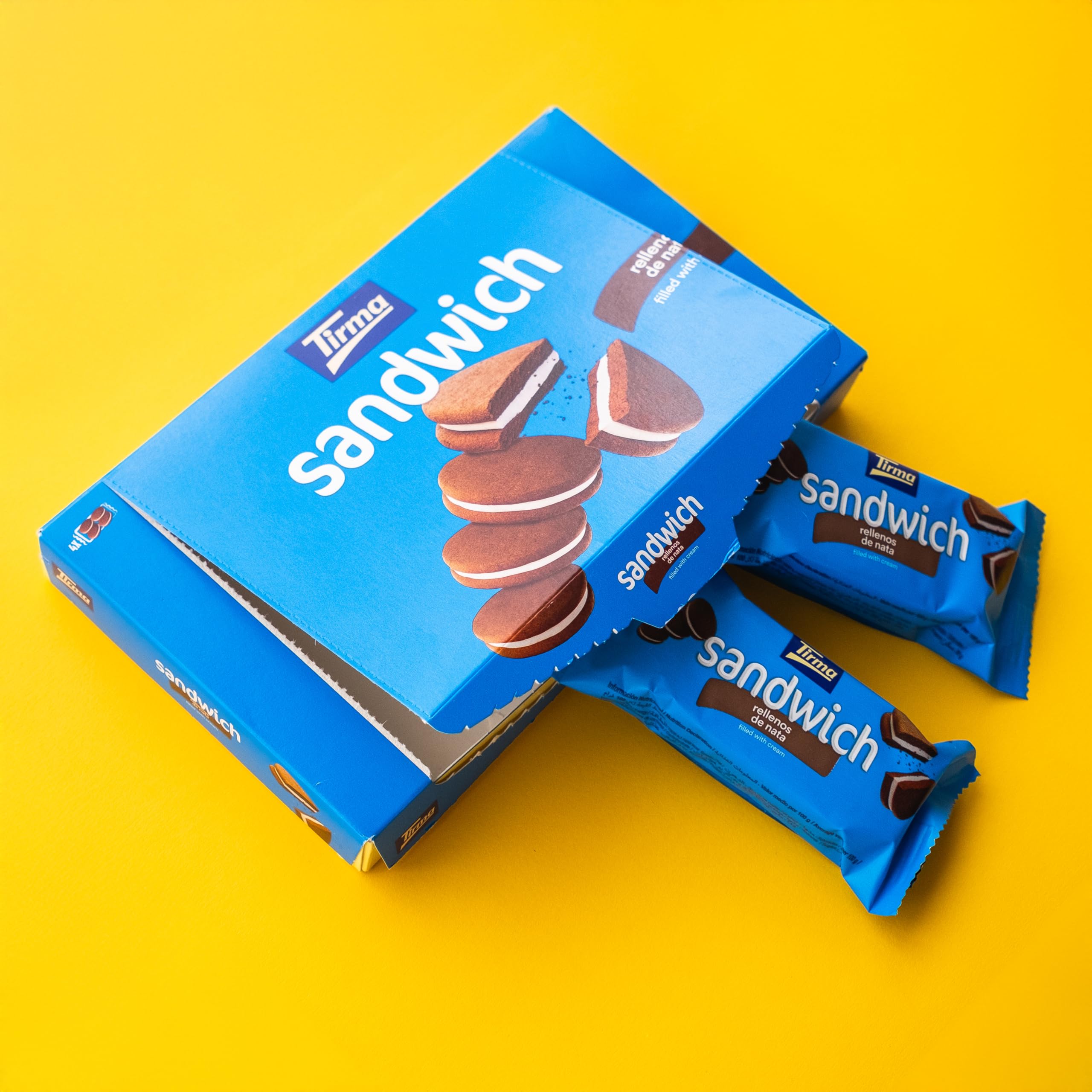 Tirma Sándwich de Galleta al Cacao con Relleno de Nata – 4 Packs de 45 g (Estuche de 180 g) | Galletas Dulces | Snack de Cacao y Nata | Ideal para Merienda y Tentempiés