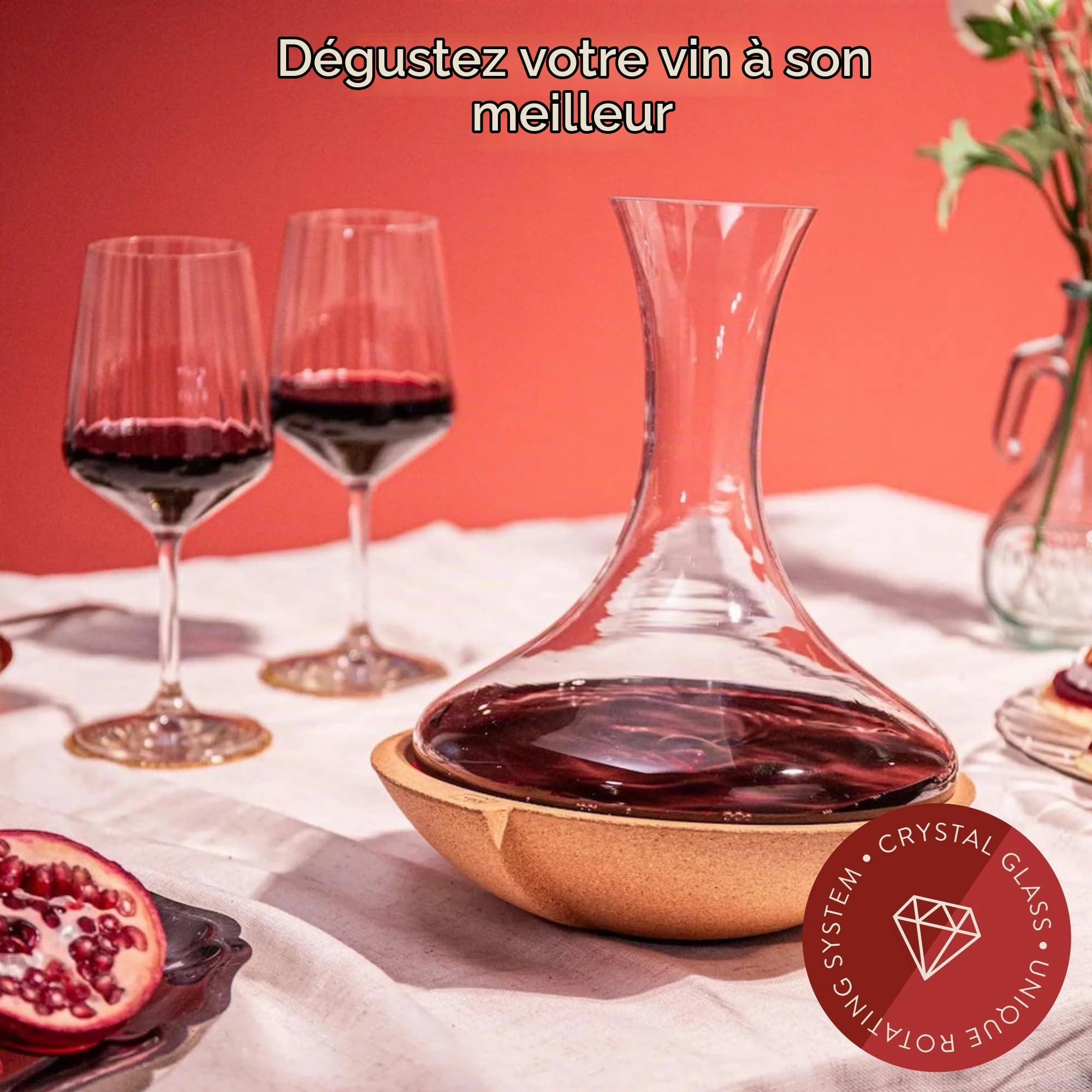 Vacu Vin Swirling Carafe Décanteur à vin en cristal, Claire