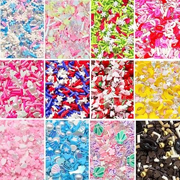 EHOPE 120G Fake Sprinkles Resin Sprinkles Fake Candy Sprinkles Clay Sprinkles Polymer Sprinkles Polymer Clay Slices for Nail Art DIY Crafts Cake Phone CaseClay Slices+Sugar+Zuan+12C-120G