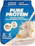 Poudre de lactosérum Pure Protein - Haute protéine (25 g/mesure), faible en sucre (2 g/mesure), sans gluten - Formule à action rapide, chocolat, 453 g