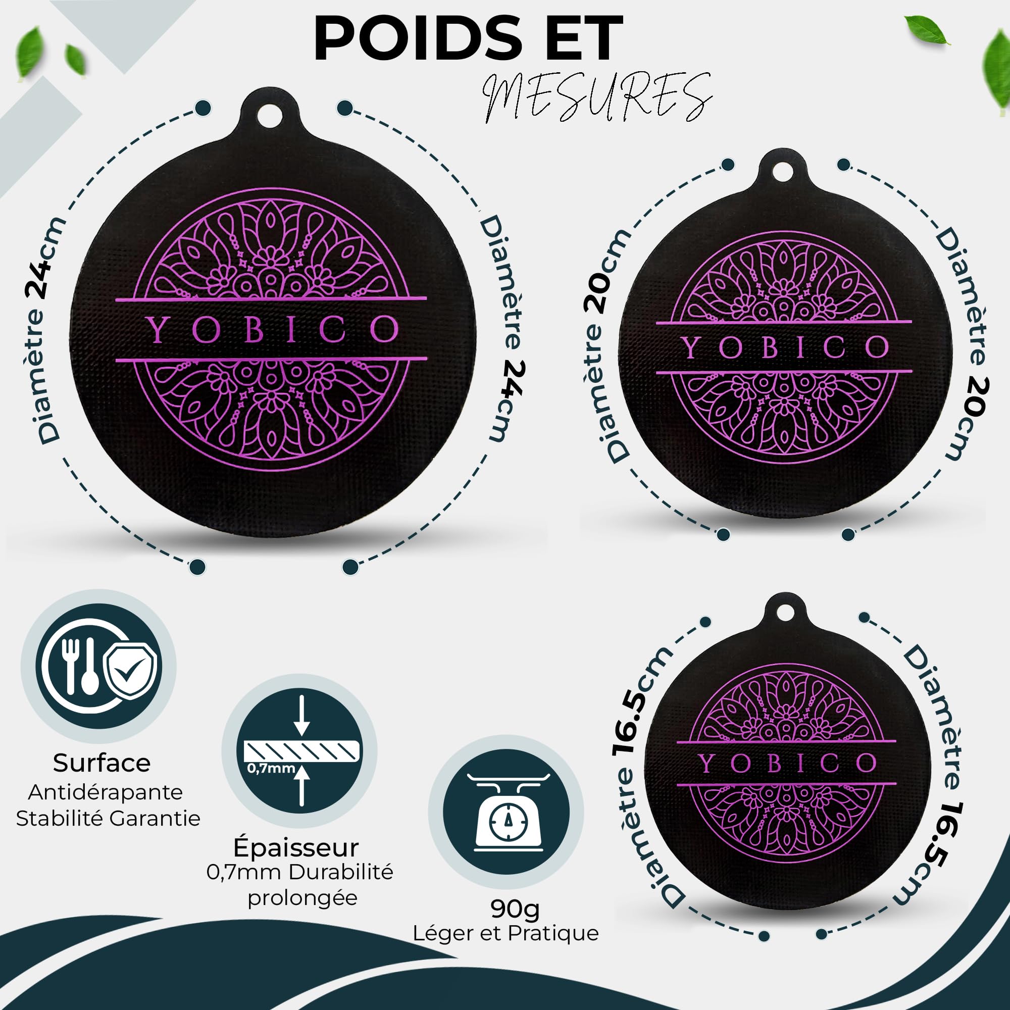 Protege Plaque Induction - Silicone - 3 Protection Plaque Induction - 24cm, 20cm, 16.5cm | Tapis Plaque Induction 3 Feux, avec Changement de Couleur Thermique | Tapis pour Plaque Induction