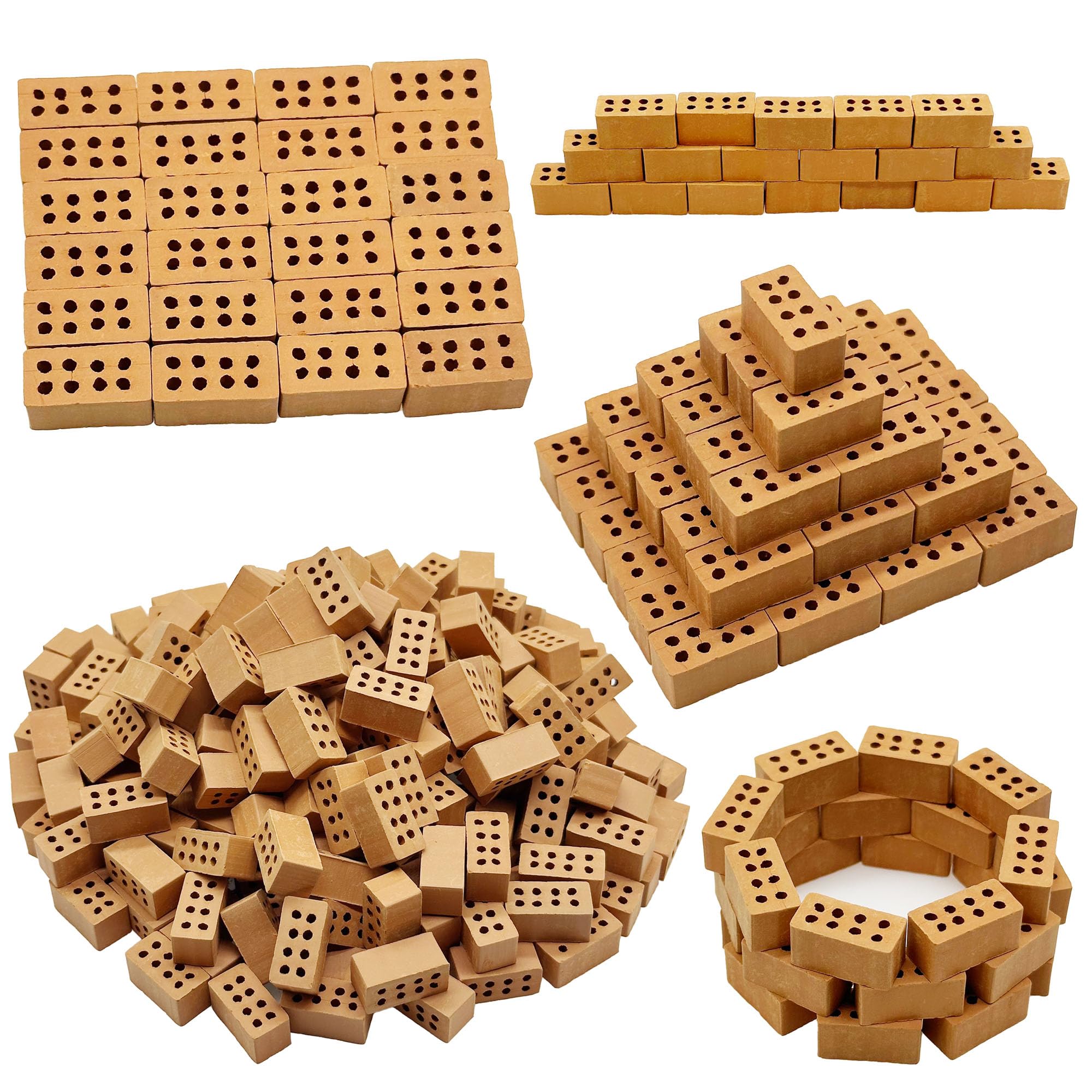 Attuslla 1:16 Scale Mini Bricks, Realistic Miniature Clay Bricks for Diorama, Garden Railway, Architecture Model Building Supplies, Red, 300 PCS