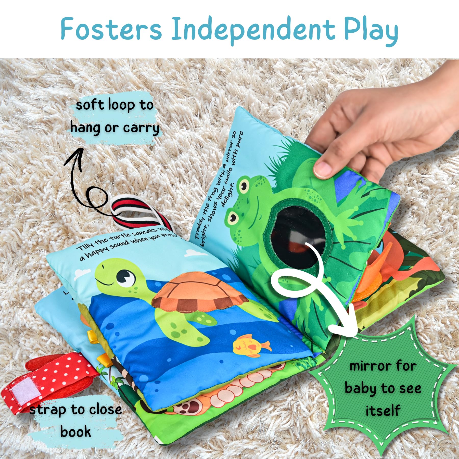 Seraphina Peek-A-Boo Jungle Animal Cloth Baby Book | Crinkle Books for Babies with Interactive Finger Puppets | Sensory Touch Feel | Baby Books 0-6 Months | Early Learning Gift for Infants & Toddlers 3
