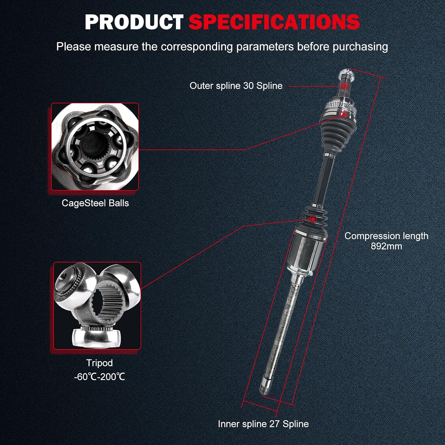 cciyu NCV27005 CV Axle Shaft Assembly Fit For BMW 325xi 328i xDrive 330xi 3.0L,For BMW 335i xDrive 3.0L,For BMW 335xi 3.0L 2006-2013 Front Right Passenger Side
