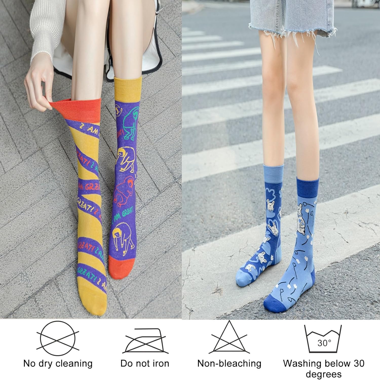 Repaly Womens Aesthetic Socks, Cute Cozy Crew Socks, Casual Athletic Hiking Socks(Green,20 pairs)