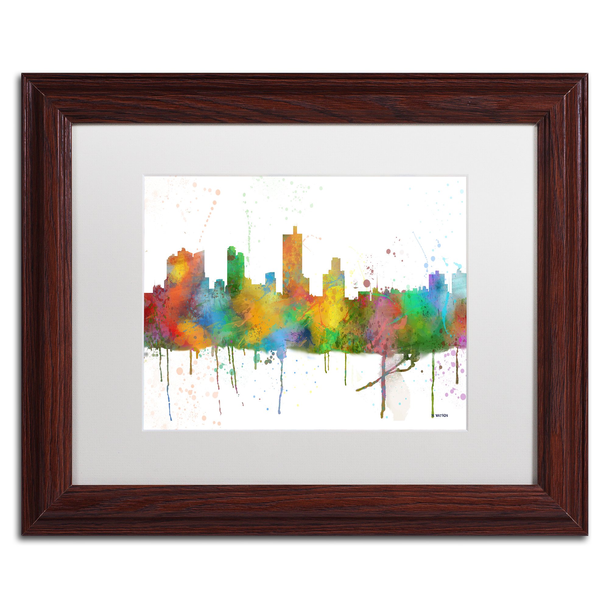 Forth Worth Texas Skyline Mclr-1 by Marlene Watson, White Matte, Wood Frame 11x14-Inch