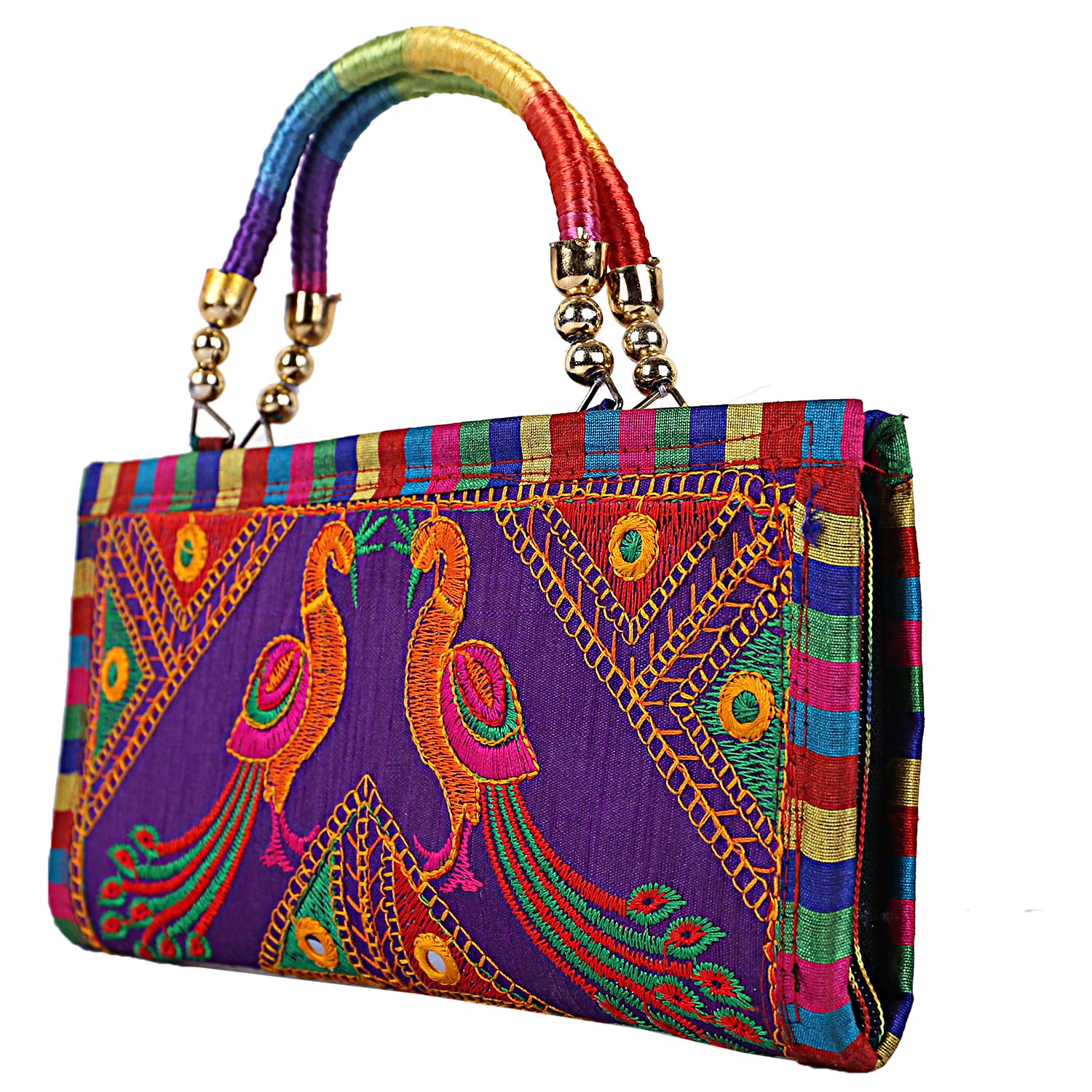 Craft Trade Purple Clutch Bags for Women Ethnic Rajasthani Embroidered Mirror Work Cotton Hand Bags for Girls Handmade Purses for Ladies - 13x25 Cms (B0D1KS7B9V) Amazon Price History, Amazon Price Tracker