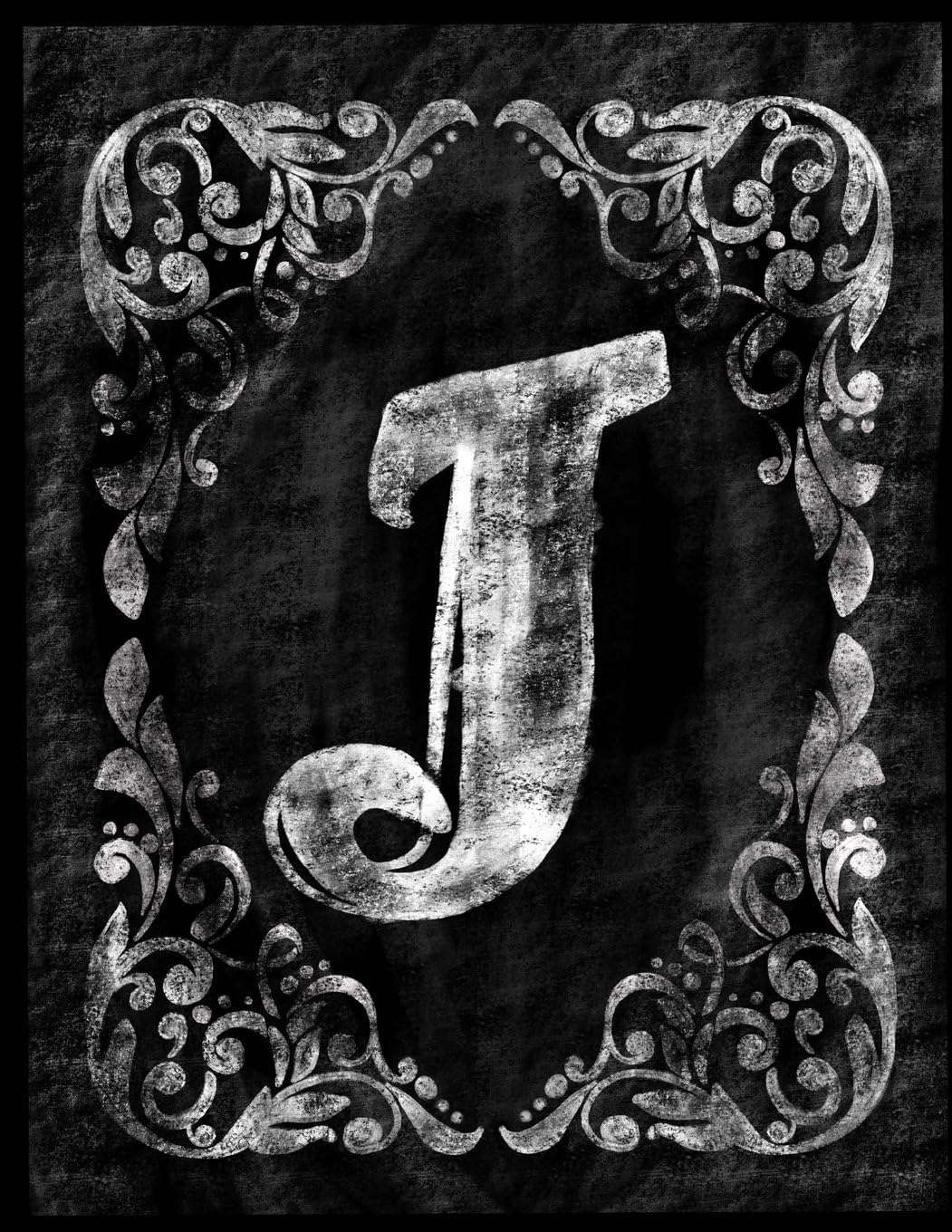 J:: Personalized (Monogram Initial) Chalkboard Journal/Notebook For Women/Men Teens or Tweens; Vintage Inspired Chalkboard Art Border with Initial ... Lined Pages (Chalkboard Monogram Notebooks)