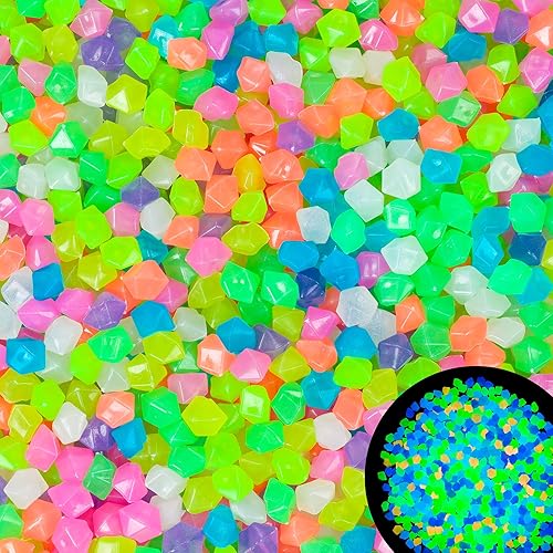 Miniatura 7 de 300 piedras luminosas de guijarros rocas brillantes piedra luminosa para jardín, patio, acuario, pasarela, entrada (rosa)