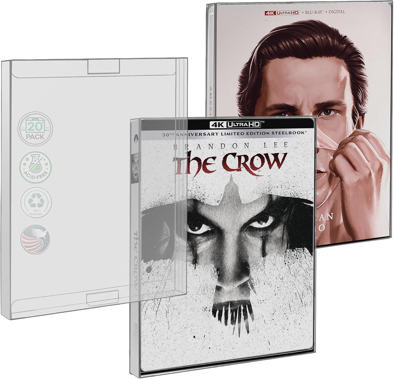 Steelbook with Plastic Slipcover Protector Case - 20 Pack | Clear protective sleeves
