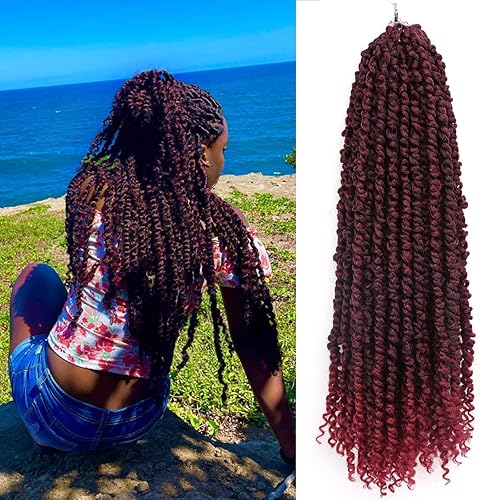 Pelo de Passion Twist Cabello de ganchillo de 24 pulgadas para mujer, 8 paquetes de cabello rizado pretrenzado de ganchillo Passion Twists