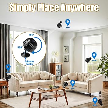 Mini Spy Camera 1080P HD WiFi Hidden Cameras, Wireless Nanny Cam | with Motion Detection, Mini Wireless Indoor Camera, Bluetooth Quick Setup, for Home Security & Office Monitoring