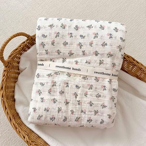 Vista 131 de BuLuTu Mantas de muselina para bebés, niños y niñas, 100% algodón, manta reversible para bebé, manta para cuna, suave, transpirable