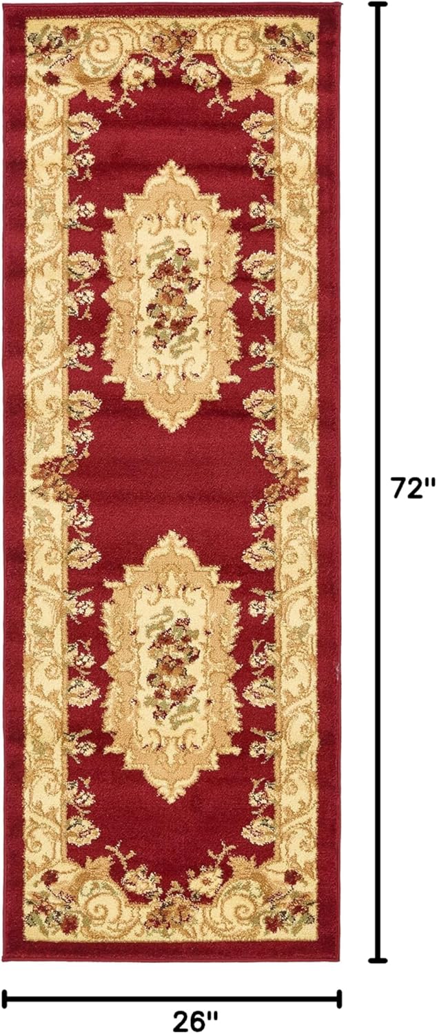 Unique Loom Versailles Collection Area Rug - Henry (2' x 6' 1" Runner Red/Brown)
