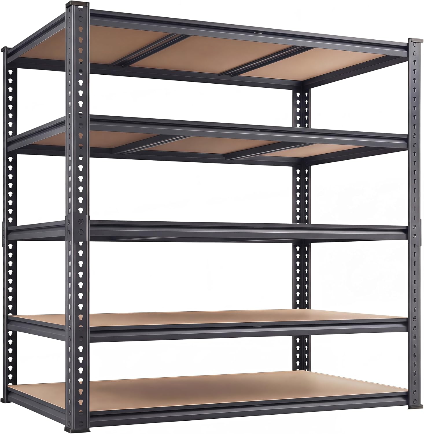 Nexvrtau Garage Storage Shelves 46" W x 20" D x 72" H, 3000 LBS Heavy Duty Shelving Unit 5-Tier Adjustable, Extra Wide Boltless Metal Storage Rack for Garage Warehouse Basement